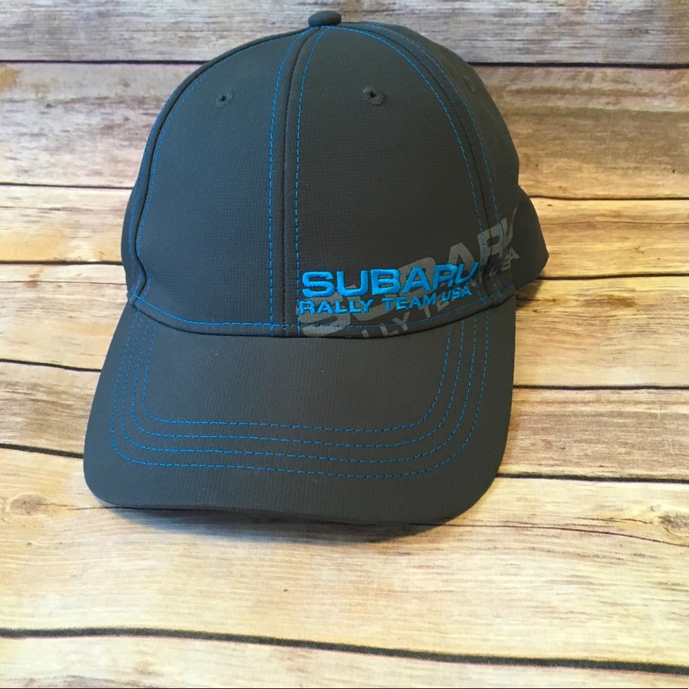 Subaru Rally Team USA Hat Cap Gray Blue NWOT